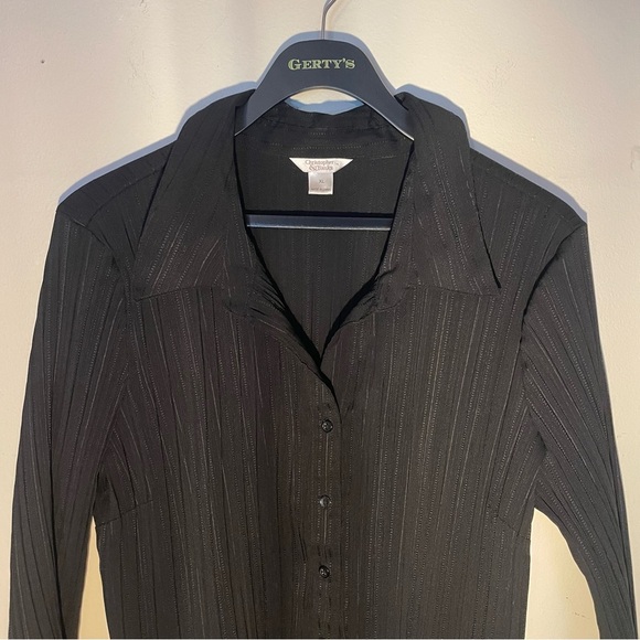 Christopher & Banks women’s black pleated button down long sleeve blouse size XL - Picture 2 of 6